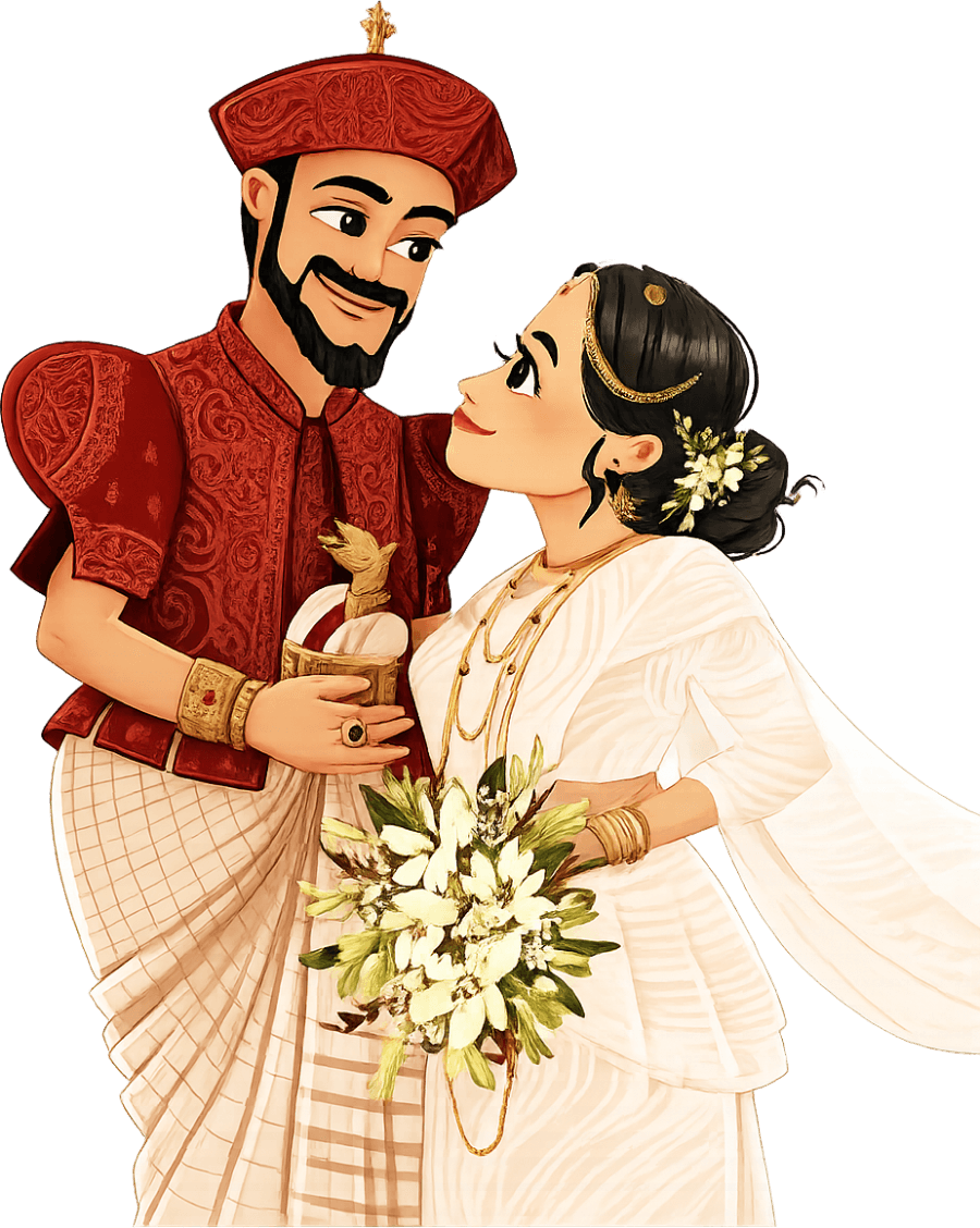 A celebrating Sri Lankan couple